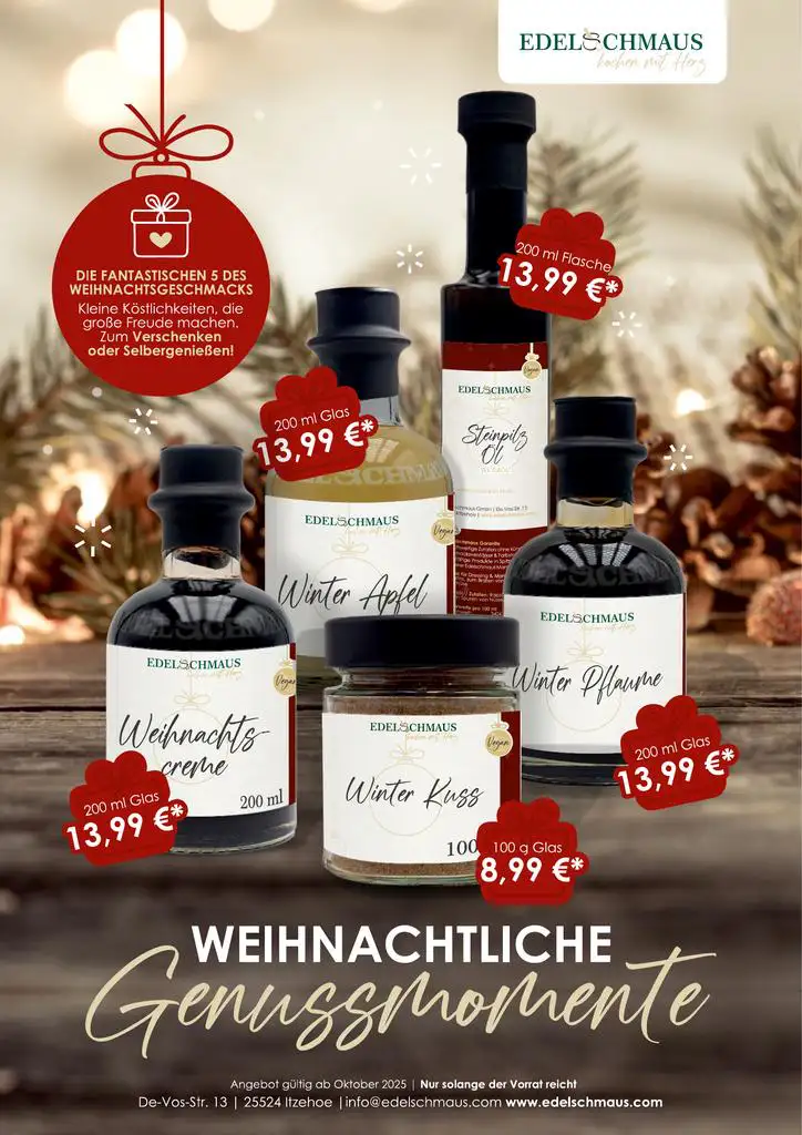 Weihnachtliche Genussmomente von Edelschmaus Weihnachtliche Genussmomente von Edelschmaus